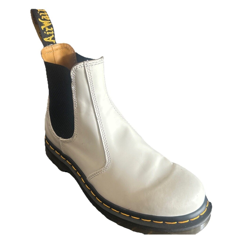 Dr Martens 2976 YS Womens 8 Chelsea Boots White Leather Ankle Bootie